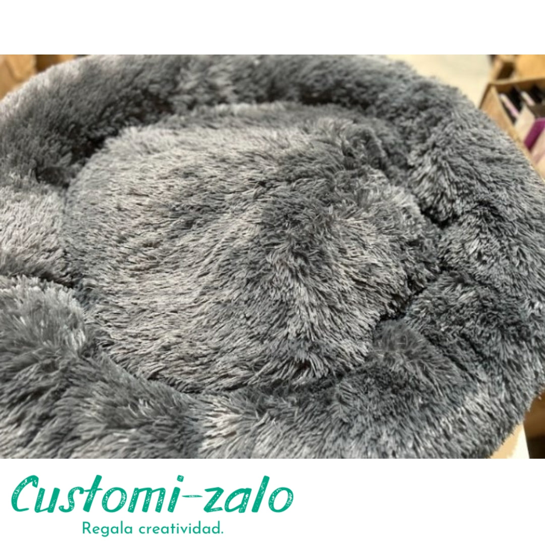 cama mascota gris 70 centimetros redonda perro gato