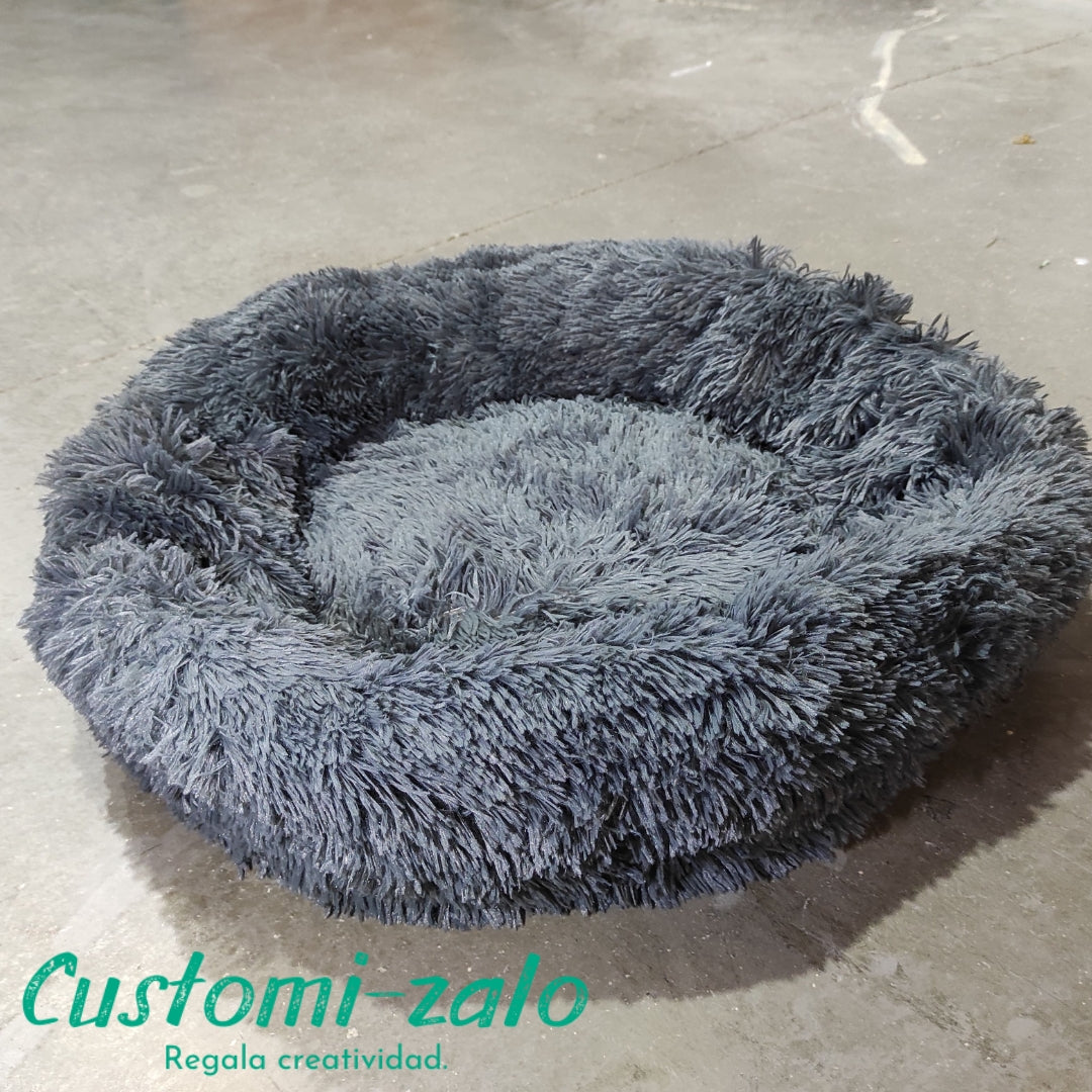 cama mascota gris 70 centimetros redonda perro gato