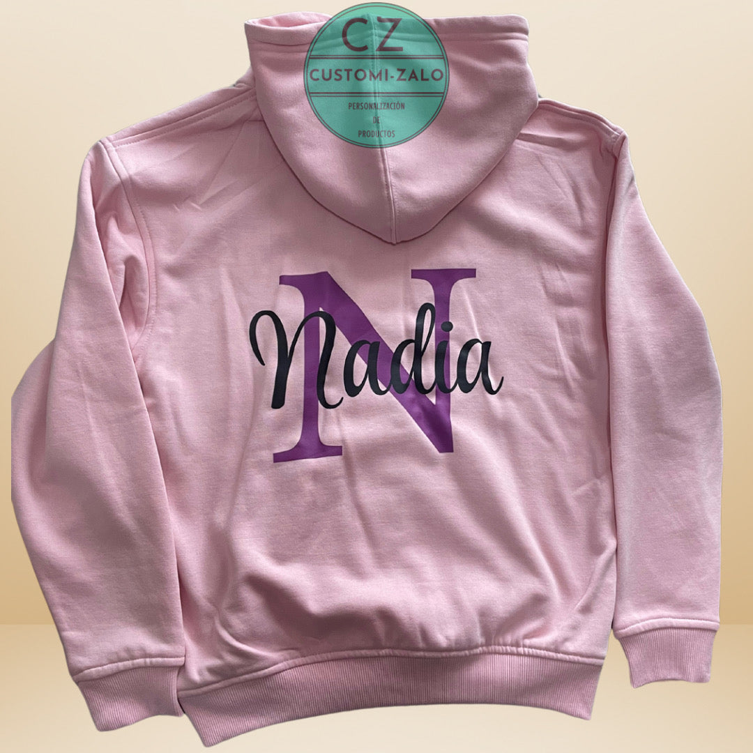 sudadera personalizada iniciales letras dibujo logo nombre foto colores recuerdo homenaje deporte