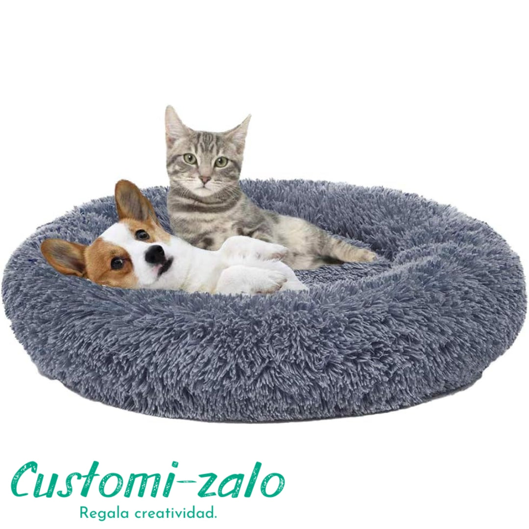 cama mascota gris 70 centimetros redonda perro gato