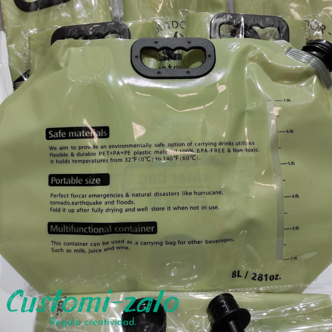 bolsa agua potable 8L camping bbq acampada viaje emergencia