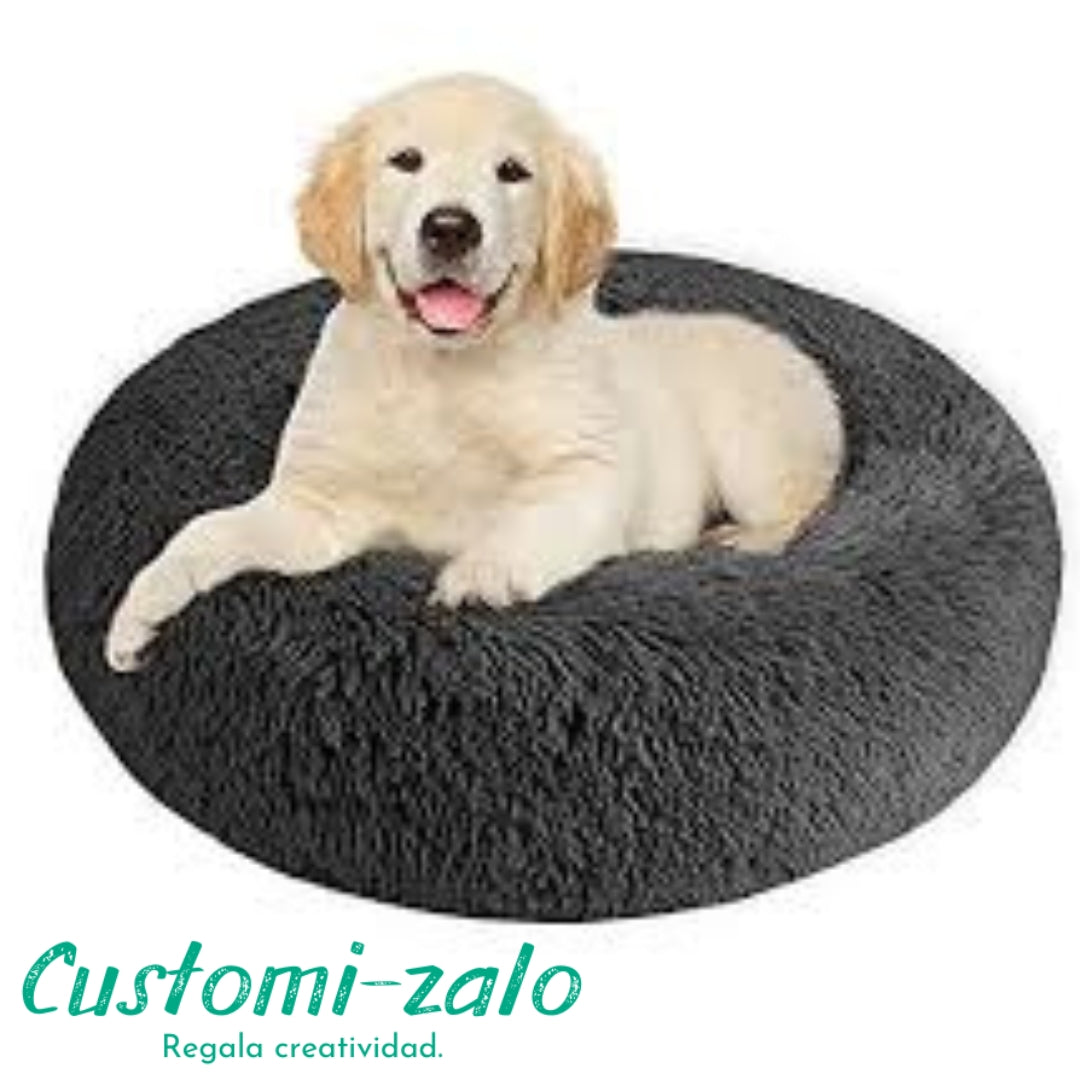 cama mascota gris 70 centimetros redonda perro gato