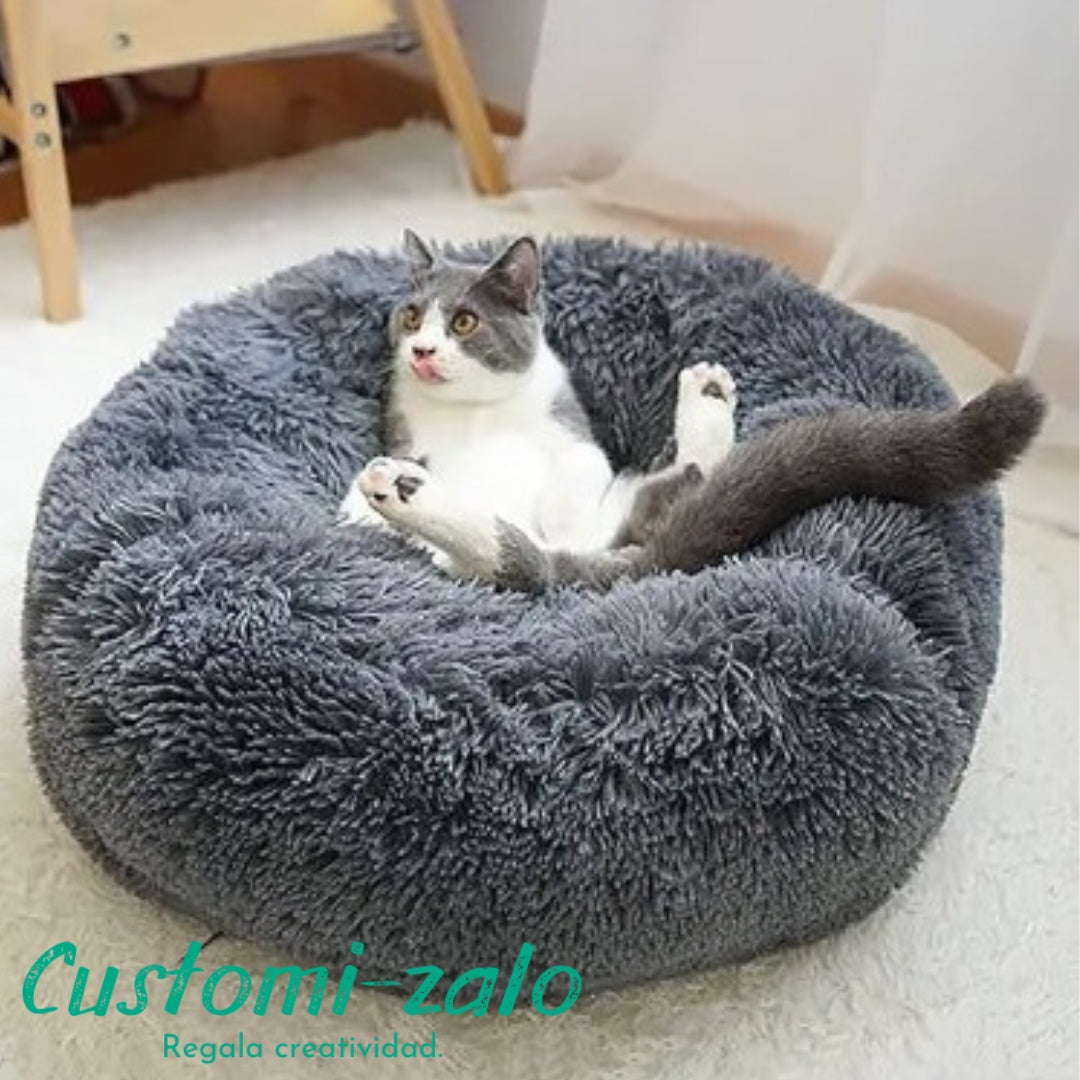 cama mascota gris 70 centimetros redonda perro gato