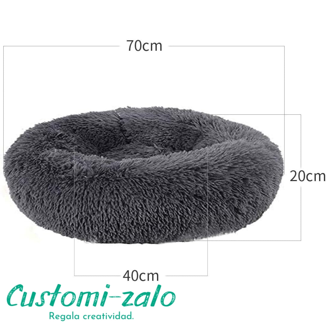 cama mascota gris 70 centimetros redonda perro gato