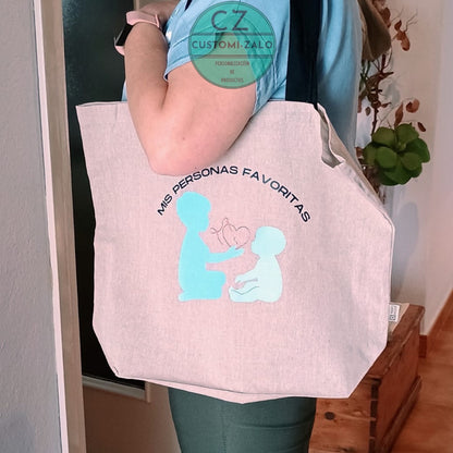 bolsa playa playera puzle dibujo logo nombre foto colores