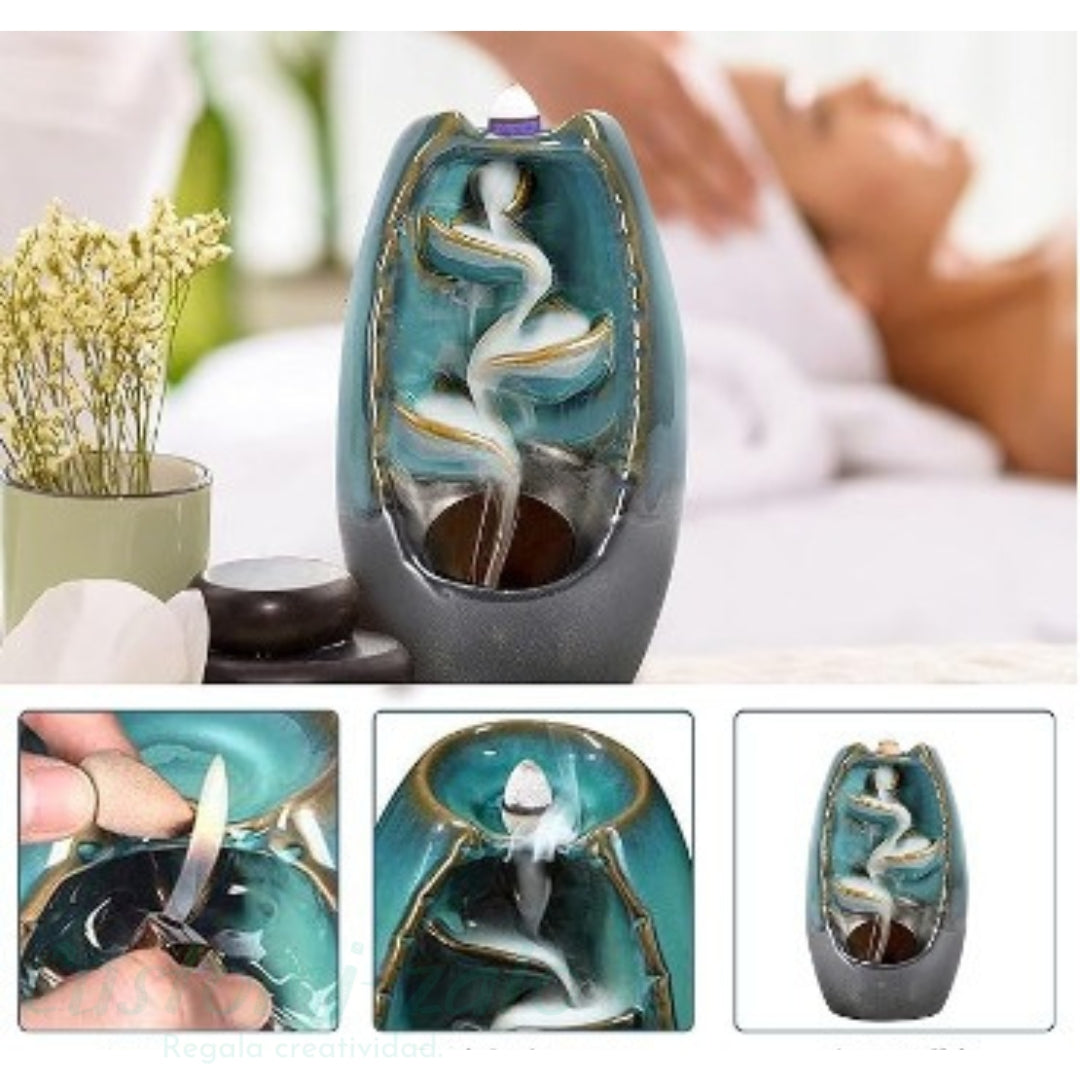 incienso cascada aroma natural relajación relax yoga calma descanso