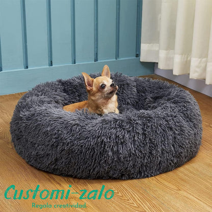 cama mascota gris 70 centimetros redonda perro gato 