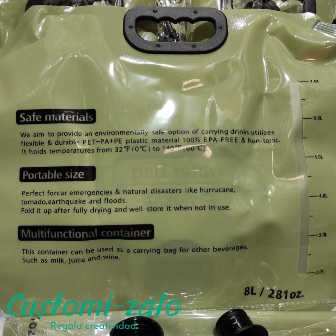 bolsa agua potable 8L camping bbq acampada viaje emergencia