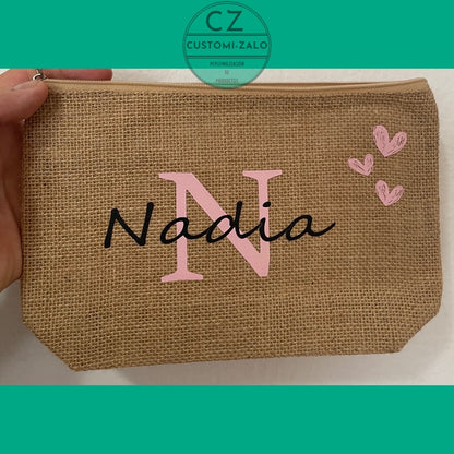 neceser yute personalizado iniciales letras dibujo logo nombre foto colores