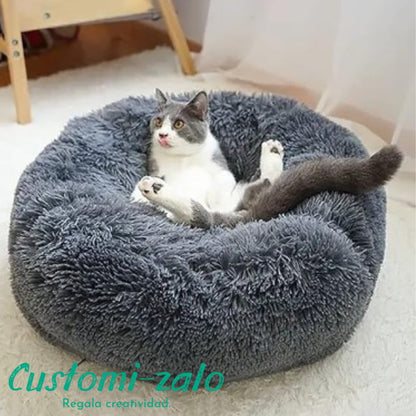 cama mascota gris 70 centimetros redonda perro gato 