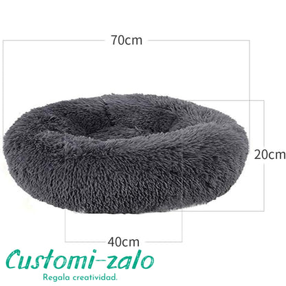 cama mascota gris 70 centimetros redonda perro gato 