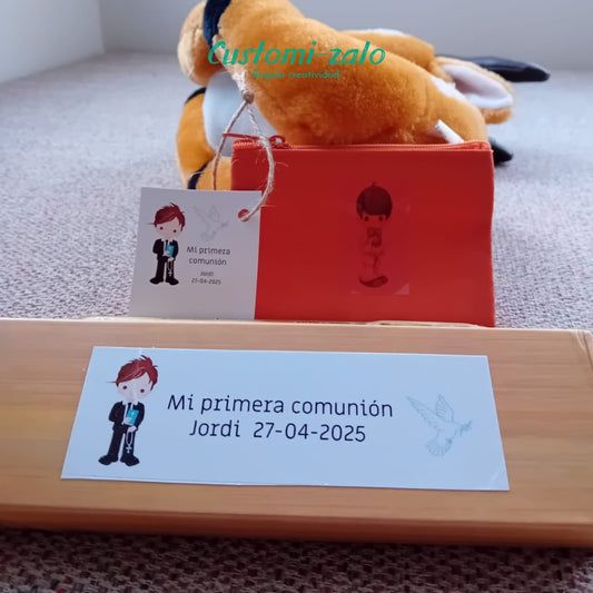 tarjeta personalizada comunión pegatina